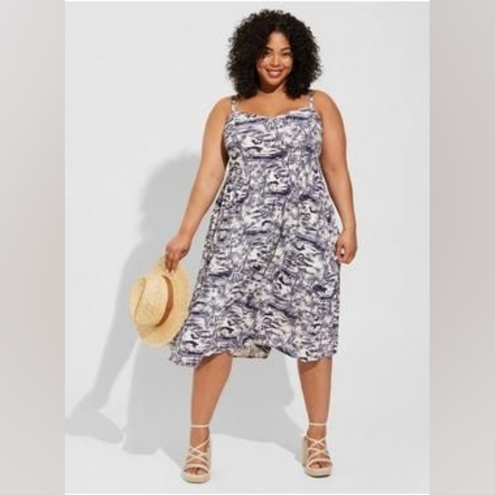 NWT Torrid Midi Dress Blue Toile
